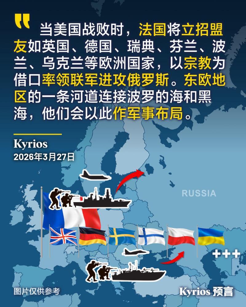 当美国战败时,法国将立招盟友如英国、德国、瑞典、芬兰、波兰、乌克兰等欧洲国家,以宗教为借口率领联军进攻俄罗斯。东欧地区的一条河道连接波罗的海和 ...